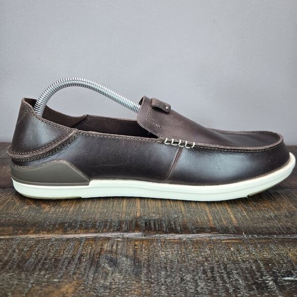 NEW Olukai Kakaha Mens Size 11 Slip On Shoes Leather Loaferes Brown Casual main image 6